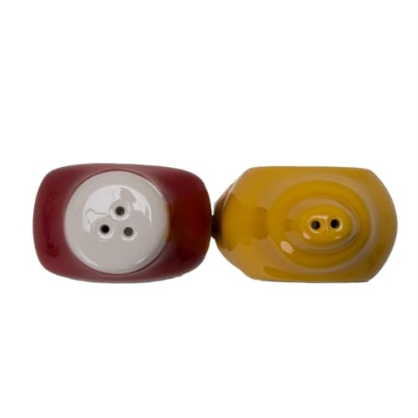 Mustard and Ketchup Ceramic Magnetic Salt and Pepper Shaker Set