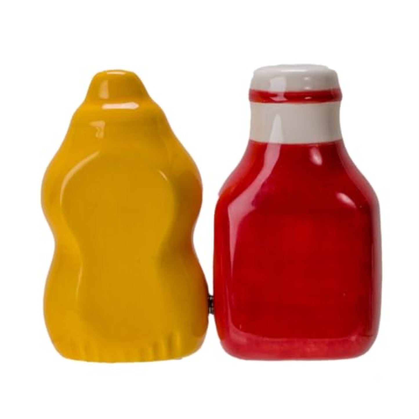 Mustard and Ketchup Ceramic Magnetic Salt and Pepper Shaker Set