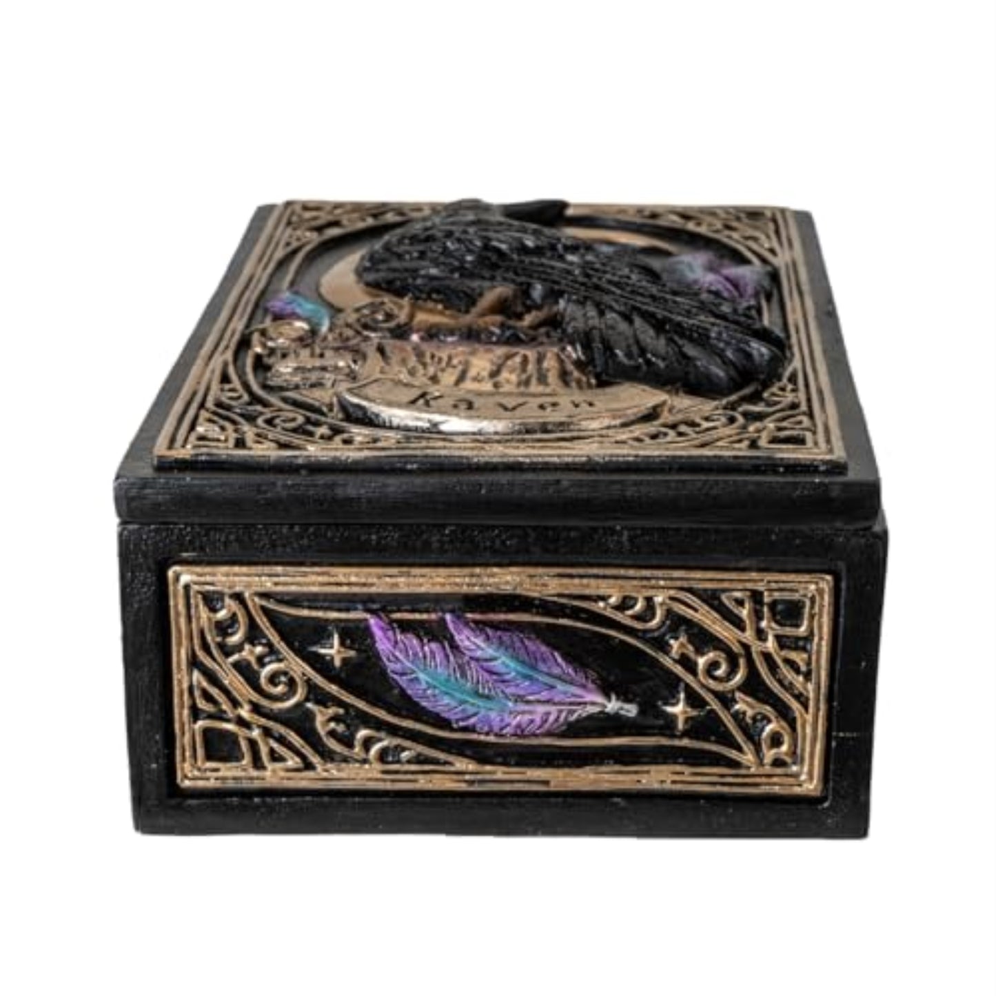 Raven Tarot Box with Moon and Feather Design Ideal for Tarot Cards Jewelry or Keepsake Storage Gothic Home Decor