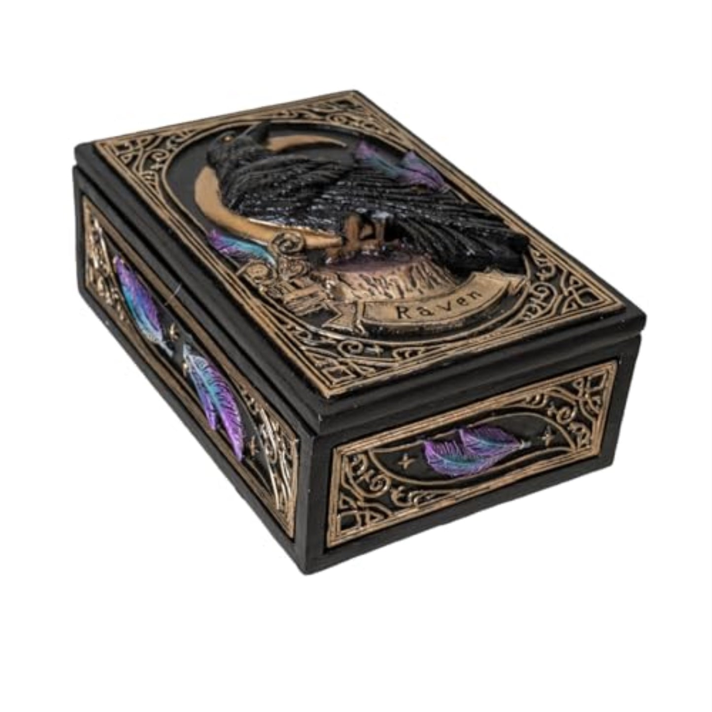 Raven Tarot Box with Moon and Feather Design Ideal for Tarot Cards Jewelry or Keepsake Storage Gothic Home Decor