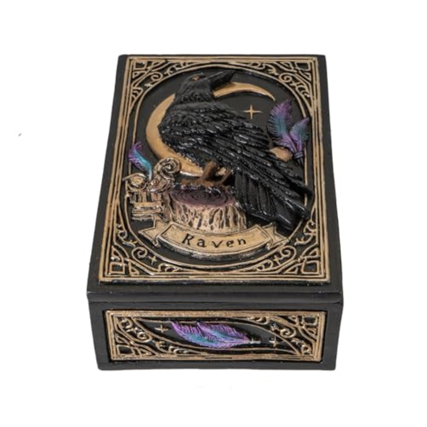 Raven Tarot Box with Moon and Feather Design Ideal for Tarot Cards Jewelry or Keepsake Storage Gothic Home Decor