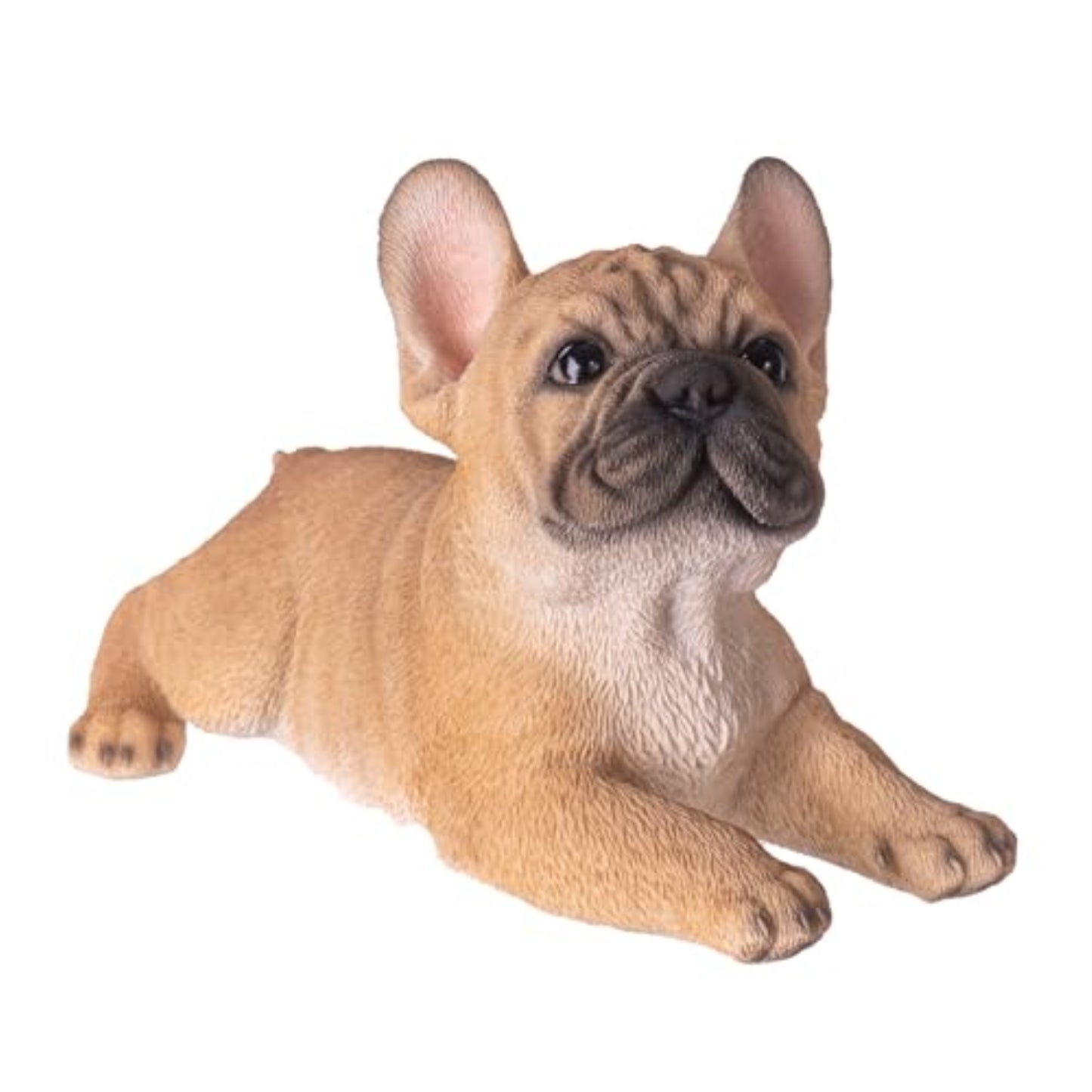 Playful French Bulldog Figurine Realistic Tan Frenchie Dog Statue 8 inches Long