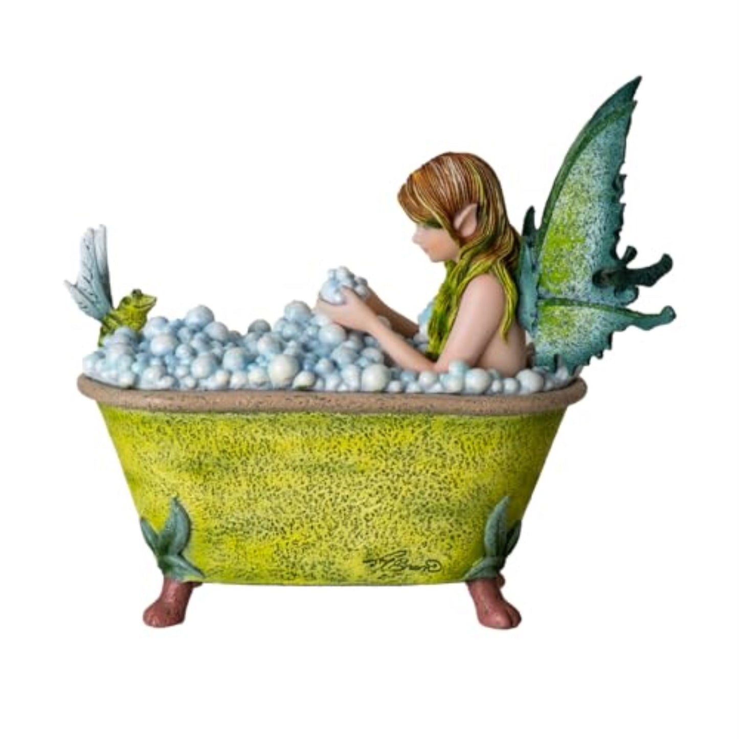 Enchanting Frog Fairy Gossiping with Fairy in Bubble Bath Figurine 7.5 Inch Length by Amy Brown Fantasy Art