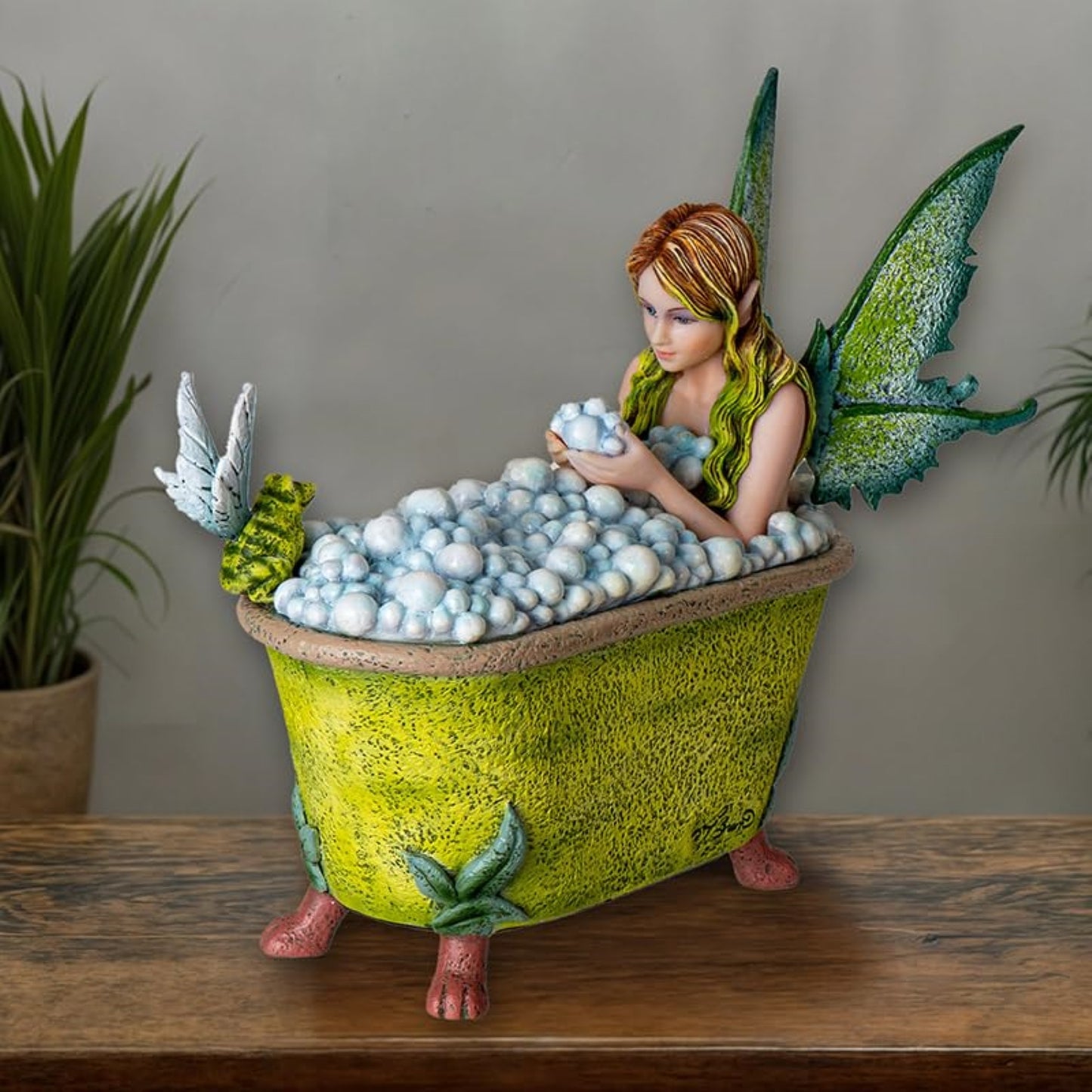 Enchanting Frog Fairy Gossiping with Fairy in Bubble Bath Figurine 7.5 Inch Length by Amy Brown Fantasy Art