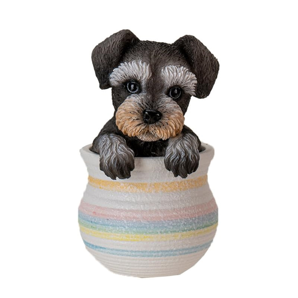 Mini Schnauzer in Pot Realistic Form Figurine 6 inch