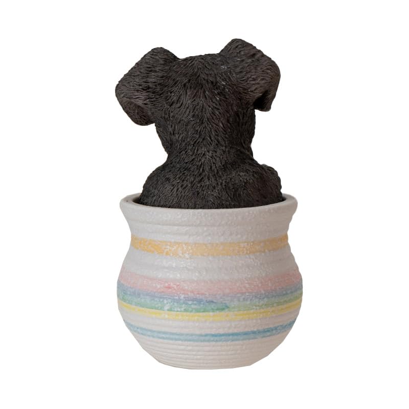 Mini Schnauzer in Pot Realistic Form Figurine 6 inch