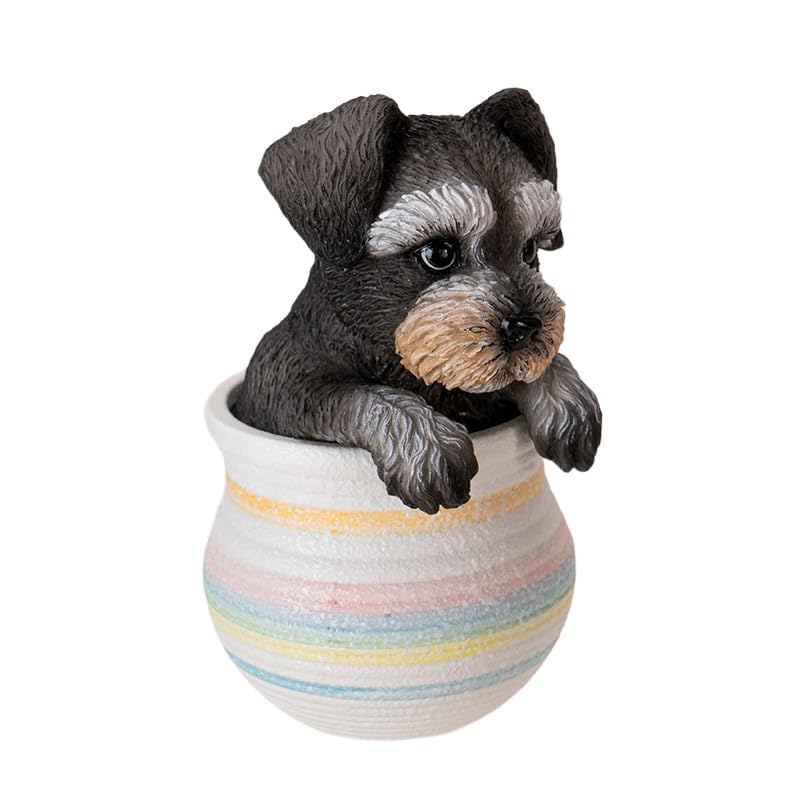 Mini Schnauzer in Pot Realistic Form Figurine 6 inch