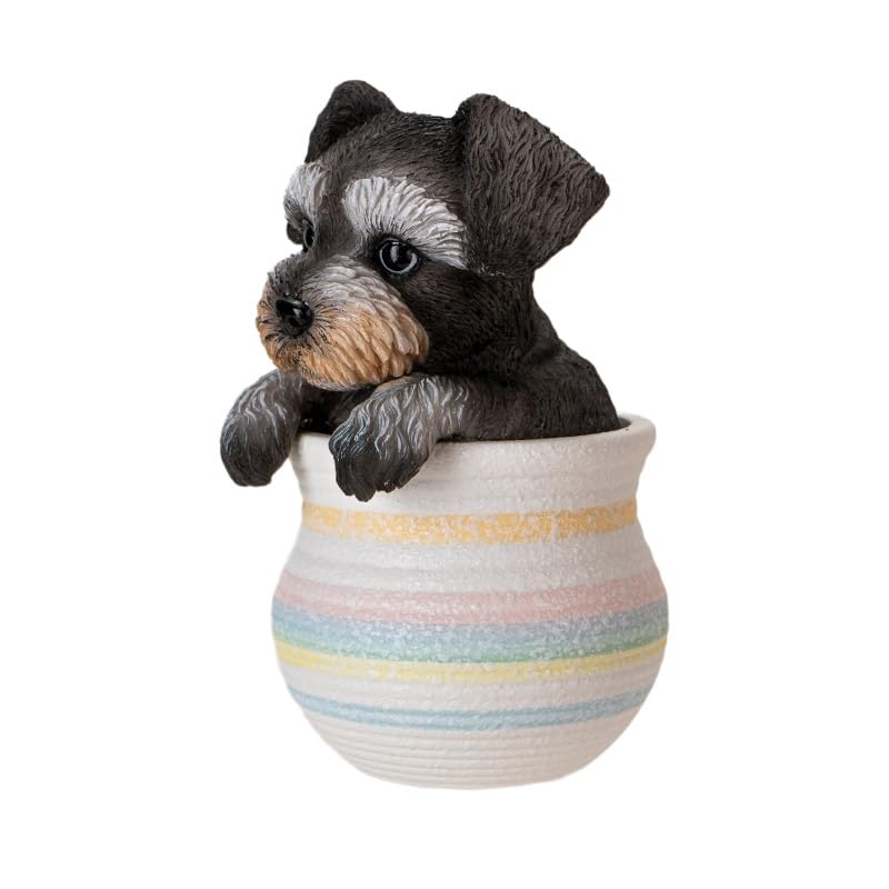 Mini Schnauzer in Pot Realistic Form Figurine 6 inch