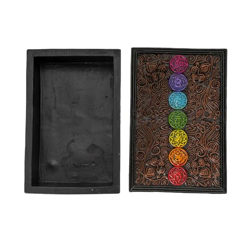 7 Chakra Energy Tarot Box with Ornate Swirl Patterns Design Perfect for Tarot Cards Jewelry and Spiritual Storage