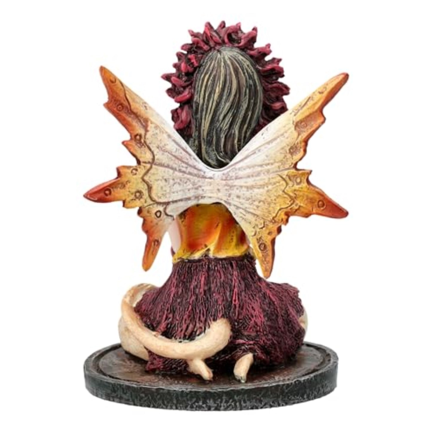 3 inch Autumn Flame Fairy Figurine with Fiery Orb and Golden Accents Perfect for Small Fairy Gardens