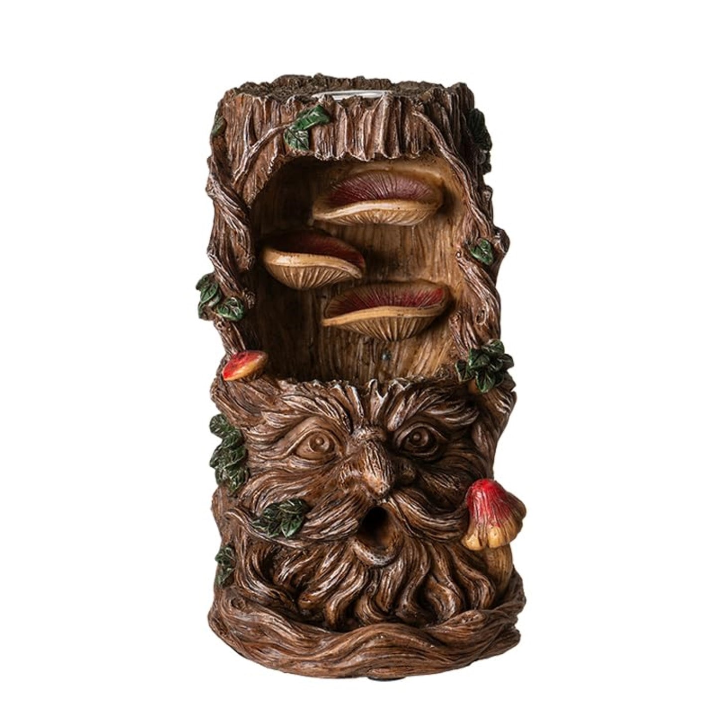 Greenman Backflow Incense Burner with LED Light Nature Inspired Tree of Life Spirit Design 6 Inches Tall