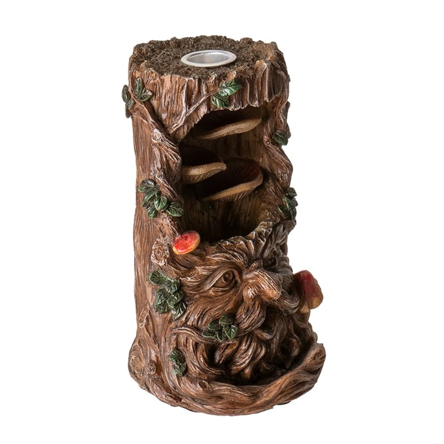 Greenman Backflow Incense Burner with LED Light Nature Inspired Tree of Life Spirit Design 6 Inches Tall