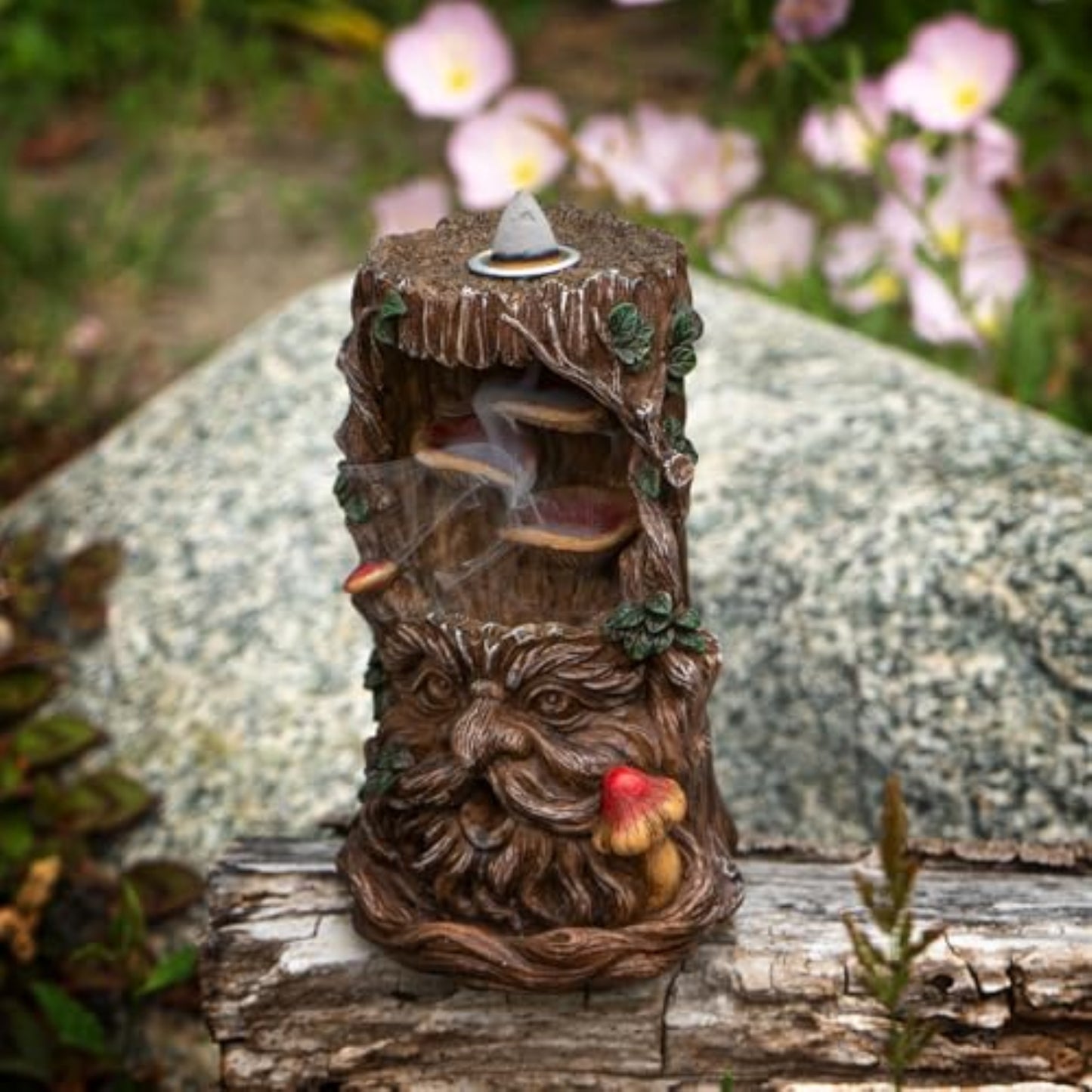 Greenman Backflow Incense Burner with LED Light Nature Inspired Tree of Life Spirit Design 6 Inches Tall