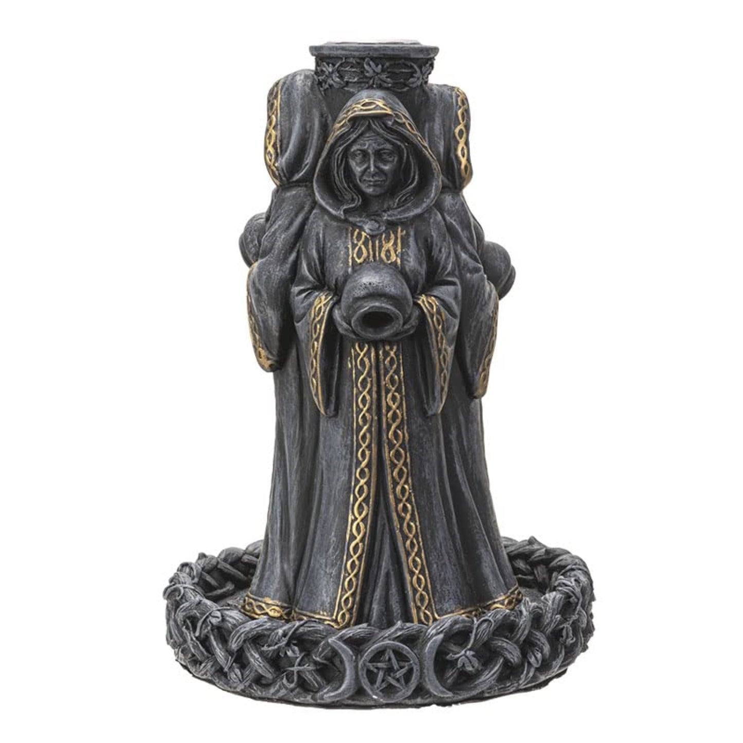 Mother Maiden Crone Backflow Resin Incense Burner 9.25 inch Height