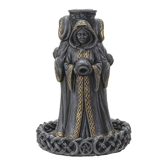 Mother Maiden Crone Backflow Resin Incense Burner 9.25 inch Height