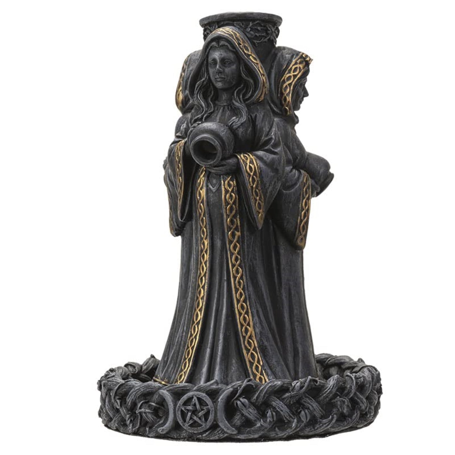 Mother Maiden Crone Backflow Resin Incense Burner 9.25 inch Height