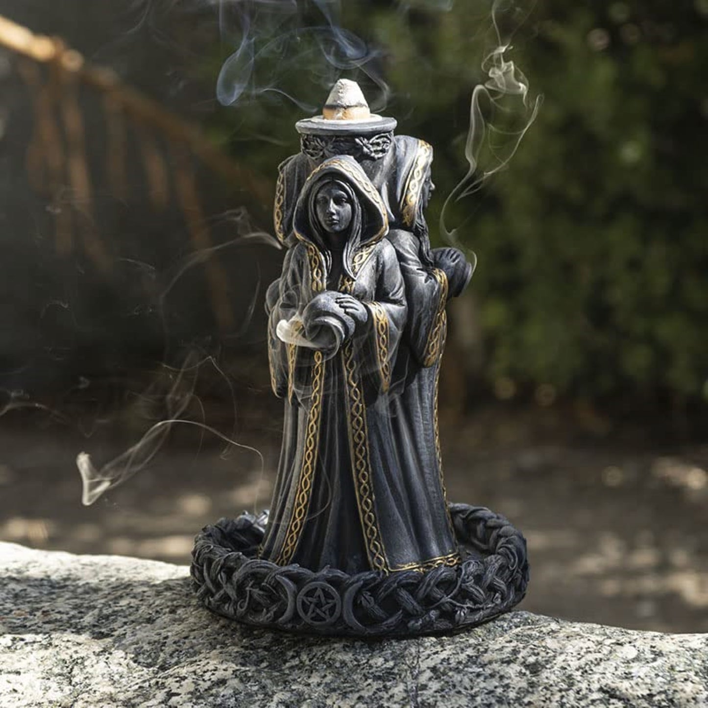 Mother Maiden Crone Backflow Resin Incense Burner 9.25 inch Height