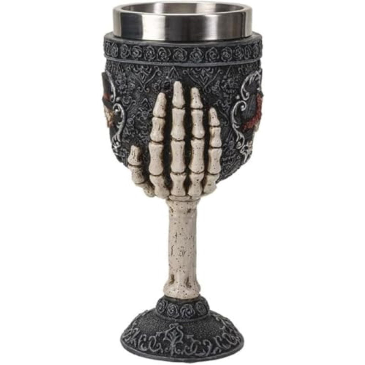 Skeleton Couple Wine Goblet Chalice Cup Resin Body Stainless Steel Cup 7 ounce