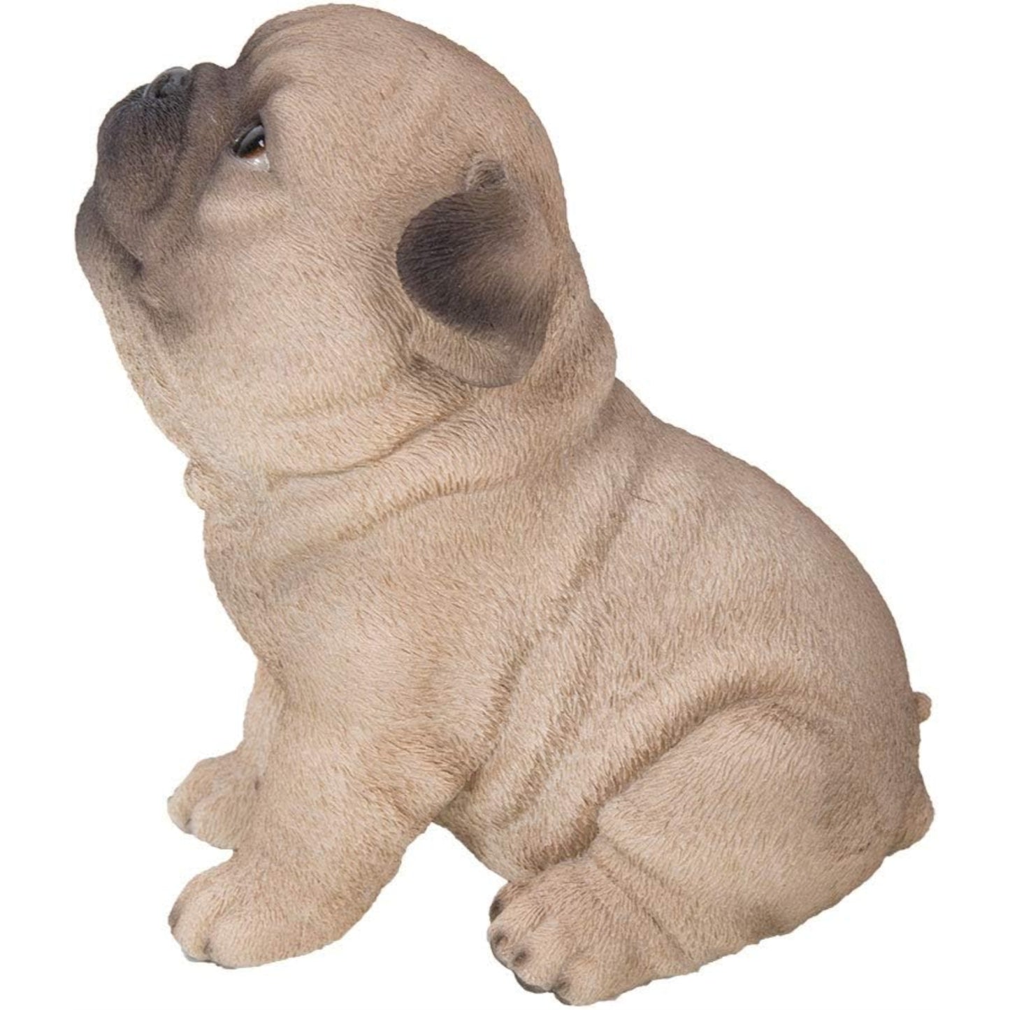 Realistic Animal Sitting Pug Puppy Collectible Home Decor Figurine 5.7 Inch Brown