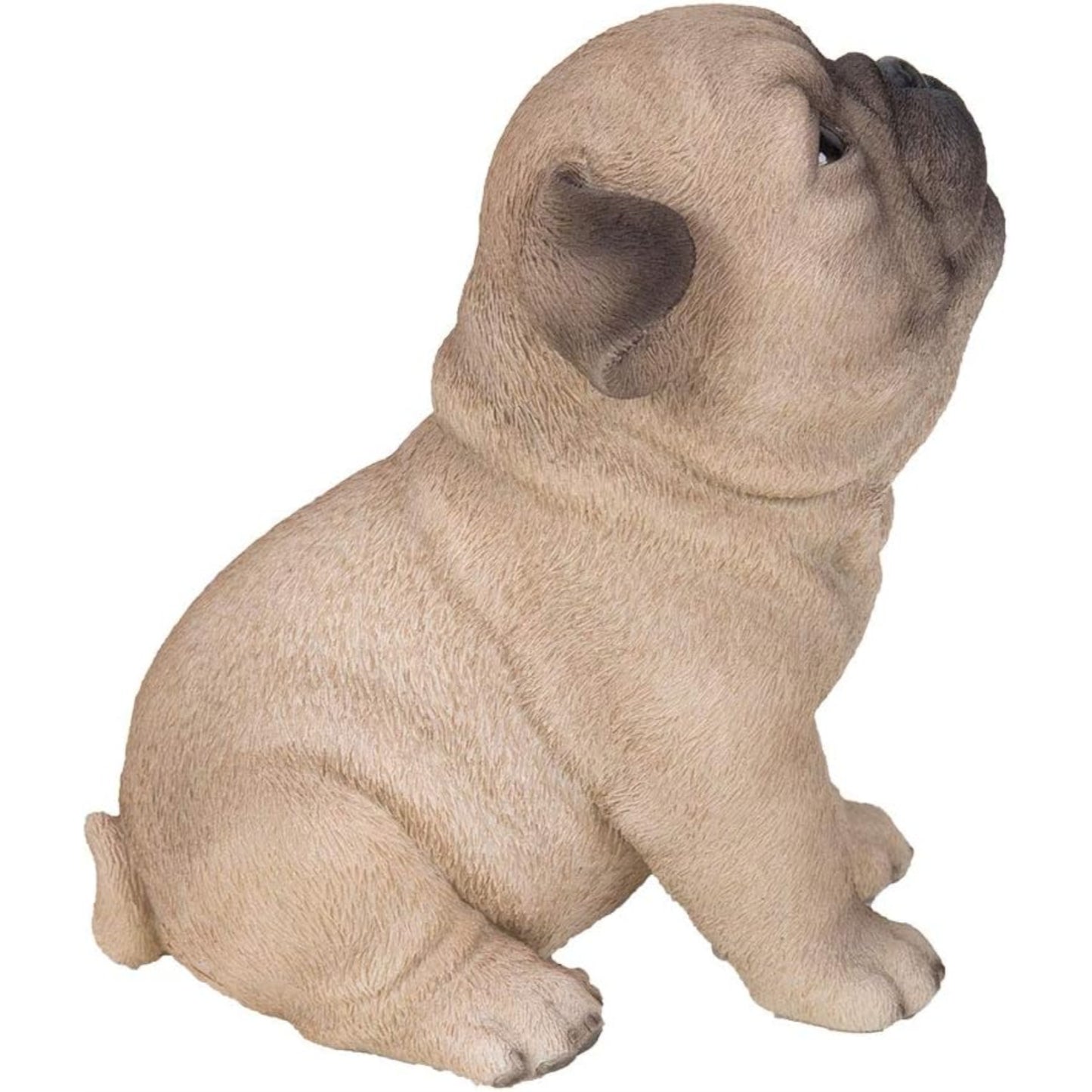 Realistic Animal Sitting Pug Puppy Collectible Home Decor Figurine 5.7 Inch Brown
