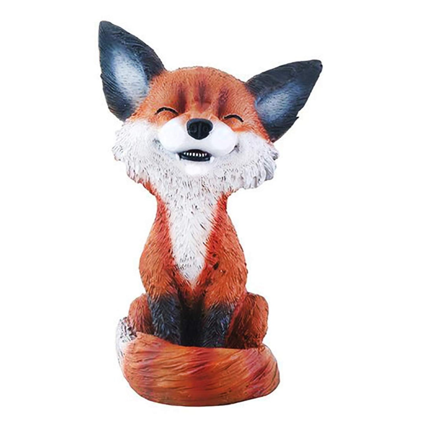 Teehee Brown and Black Smiling Fox Themed Decorative Figurine 4.25 inch