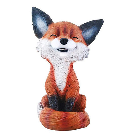Teehee Brown and Black Smiling Fox Themed Decorative Figurine 4.25 inch