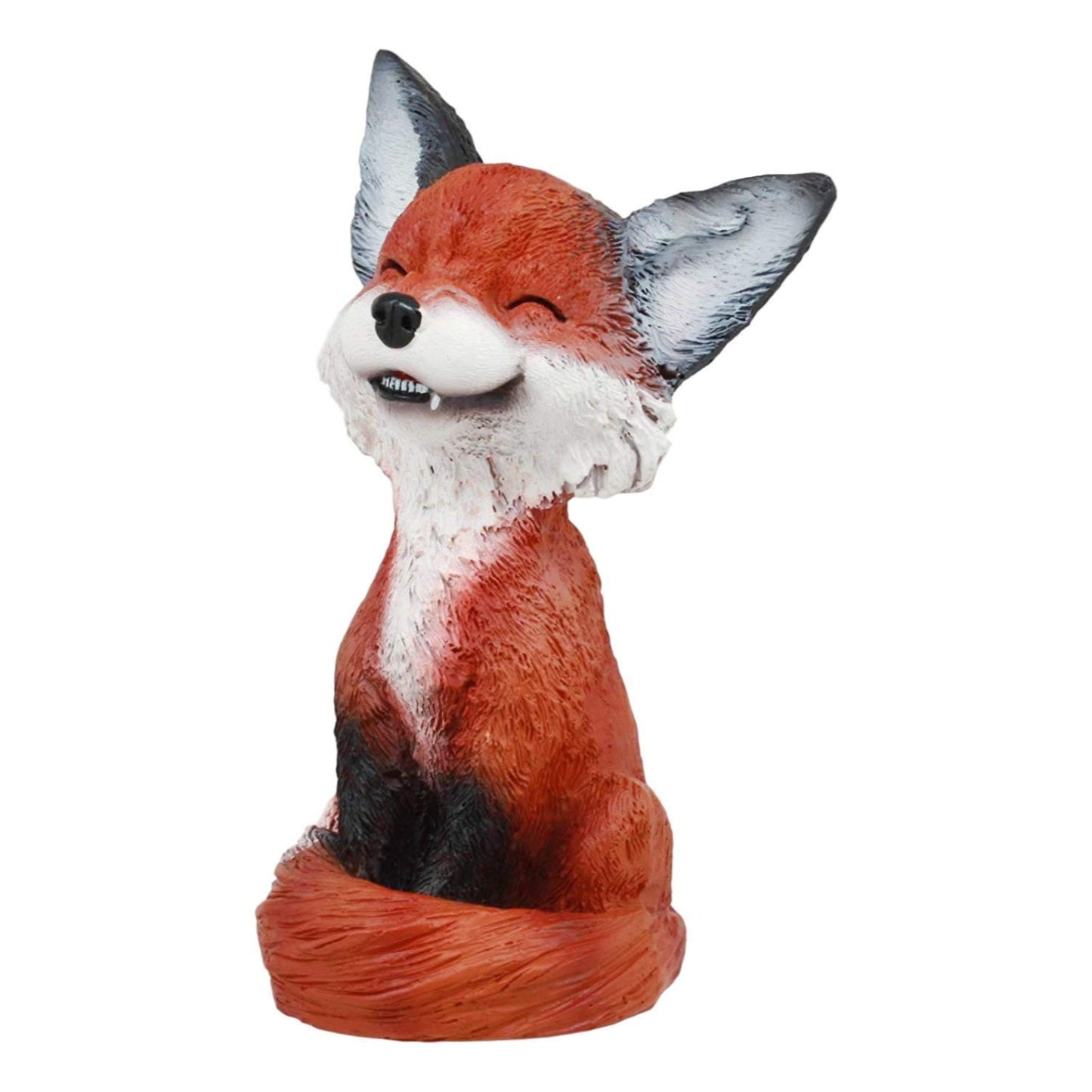 Teehee Brown and Black Smiling Fox Themed Decorative Figurine 4.25 inch