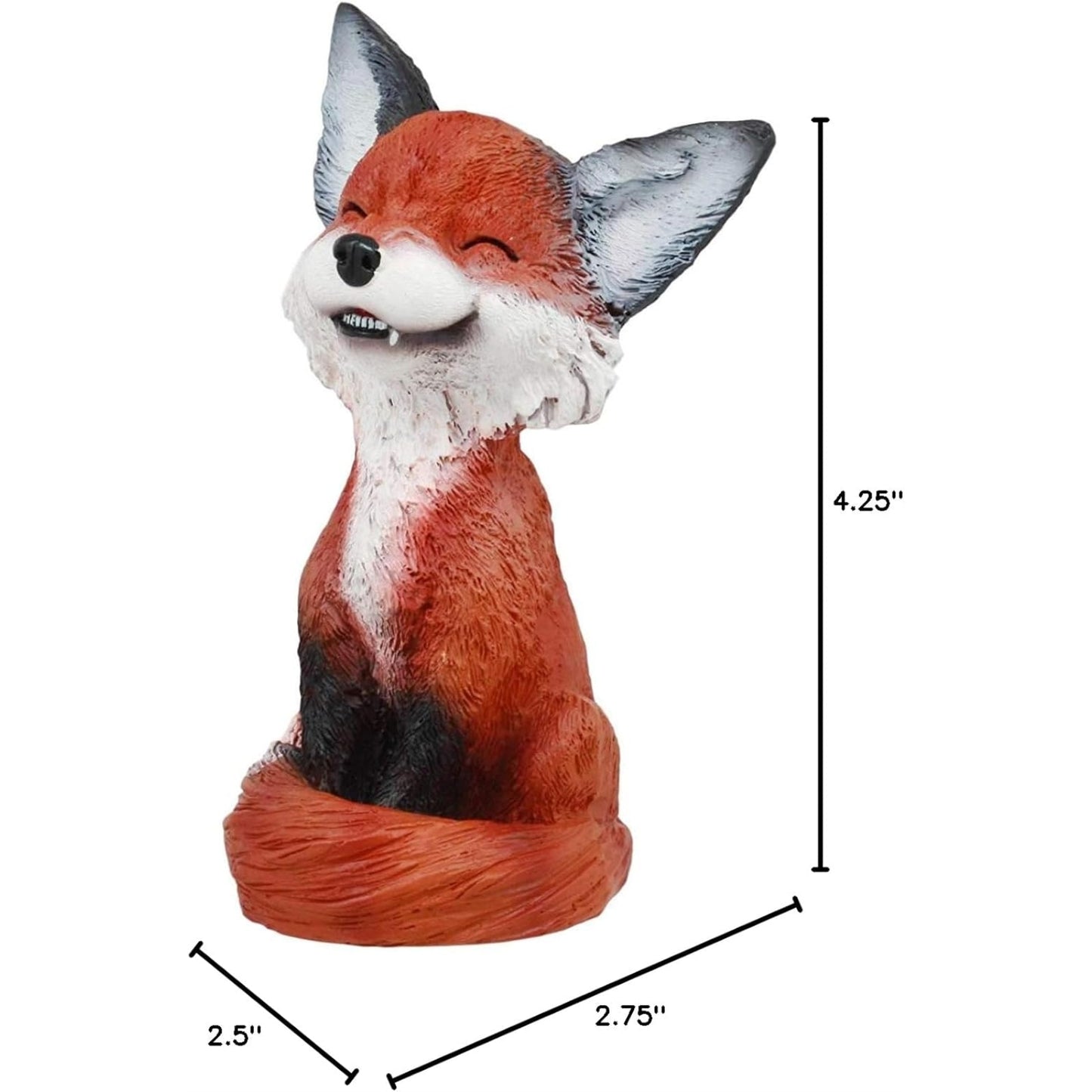 Teehee Brown and Black Smiling Fox Themed Decorative Figurine 4.25 inch