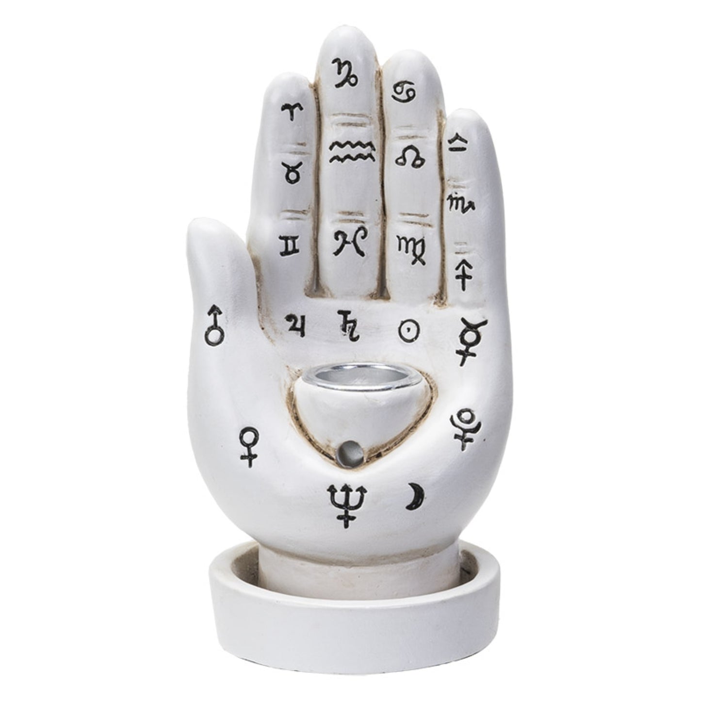 White Palmistry Hand Backflow Incense Burner 4.7 inch
