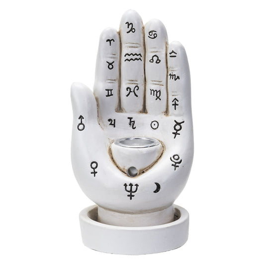 White Palmistry Hand Backflow Incense Burner 4.7 inch