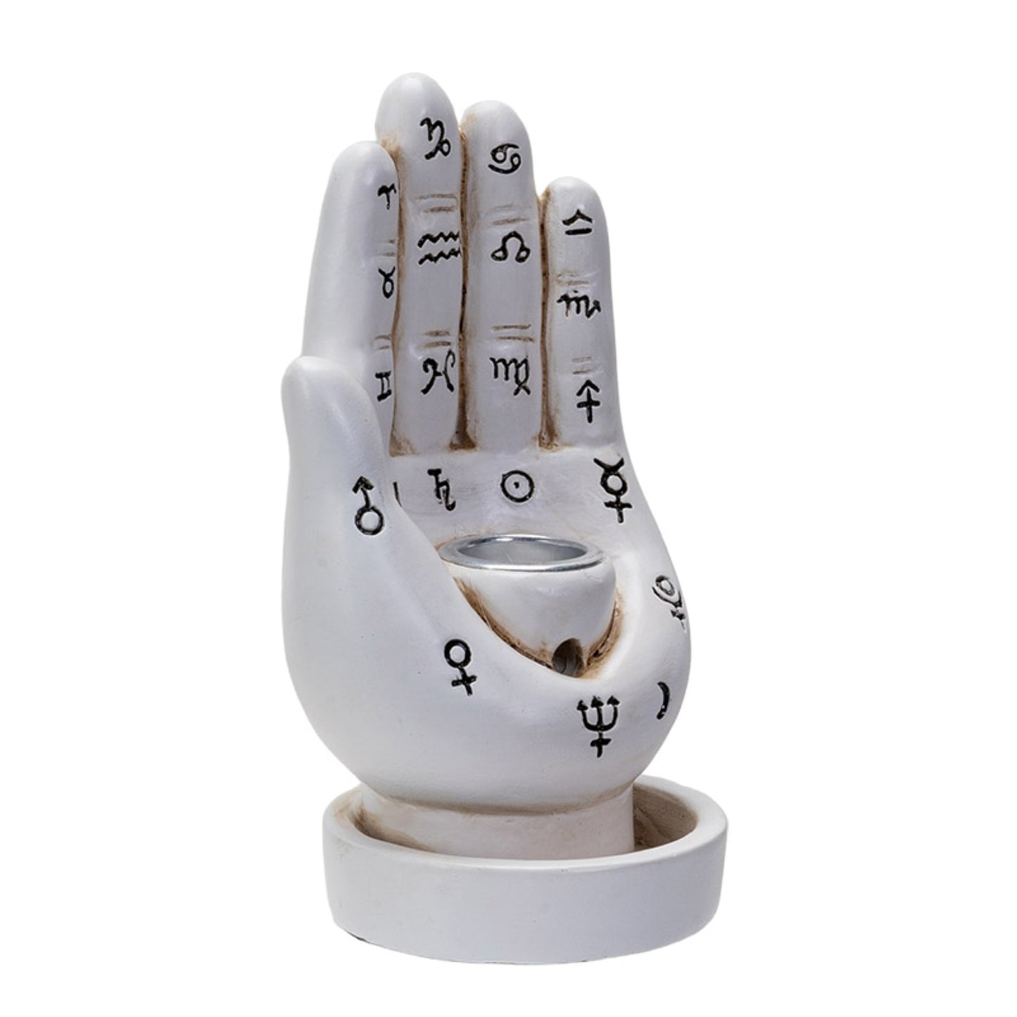 White Palmistry Hand Backflow Incense Burner 4.7 inch