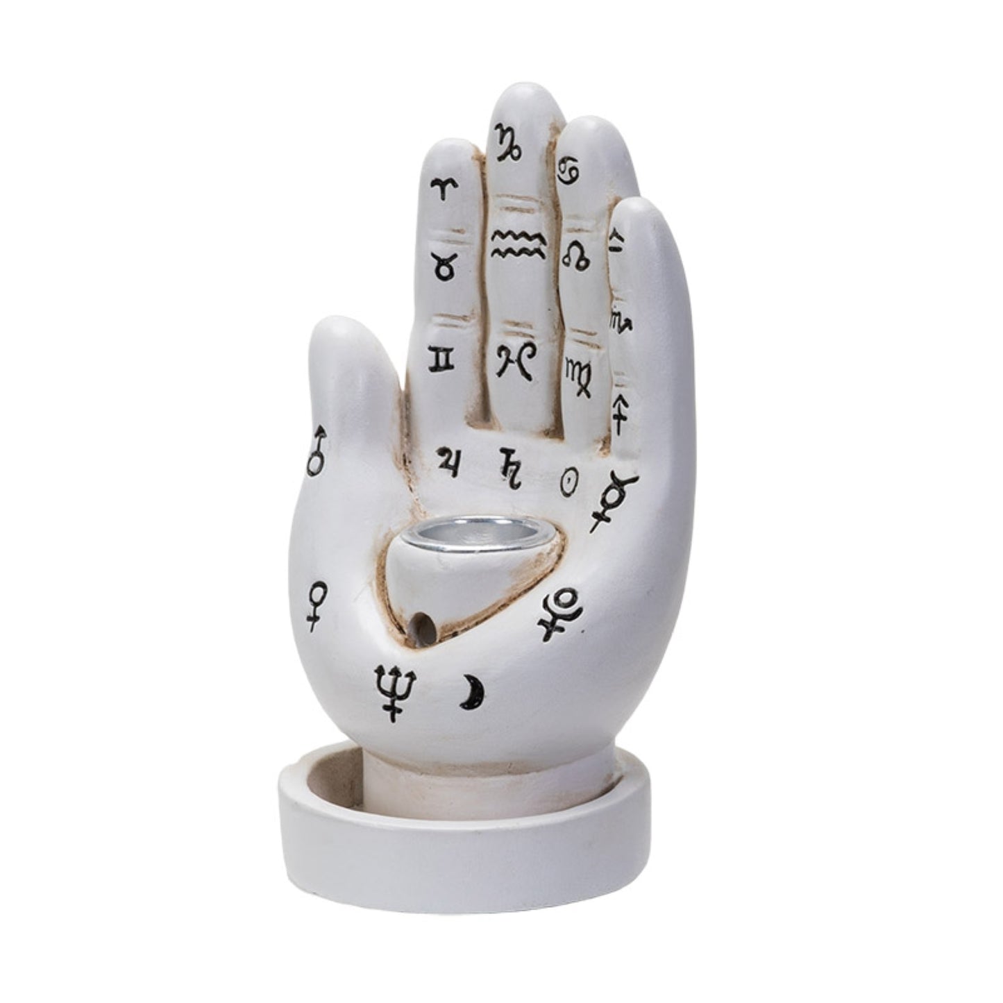 White Palmistry Hand Backflow Incense Burner 4.7 inch