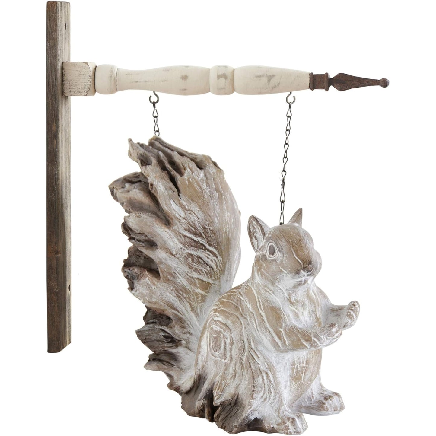 K&K Interiors Whitewashed Resin Sitting Squirrel Arrow Replacement Sign 9.5 inch - Arrow Sold Separately