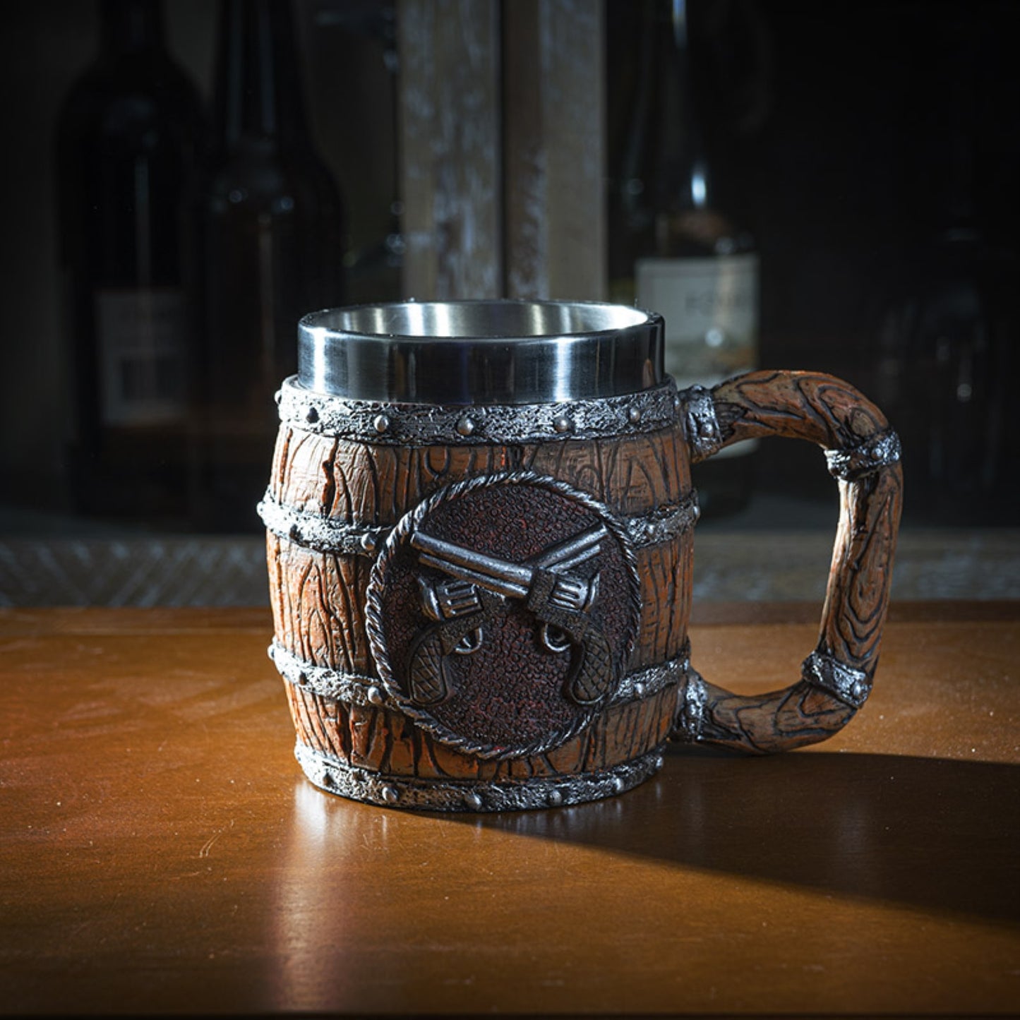 Western Barrel Dual Pistol Stainless Steel 8fl oz Resin Mug