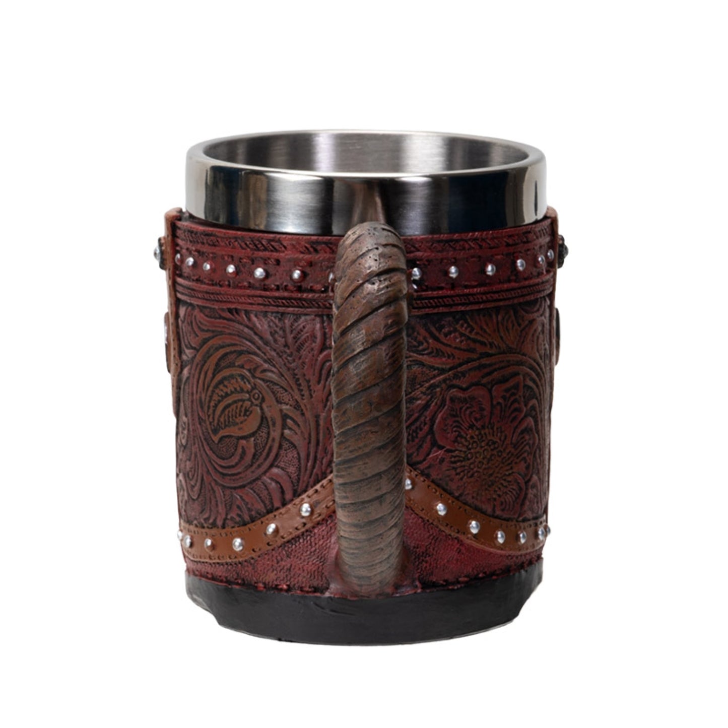 Western Cowboy Boot Red Embellished Faux Leather Stainless Steel 8fl oz Resin Mug