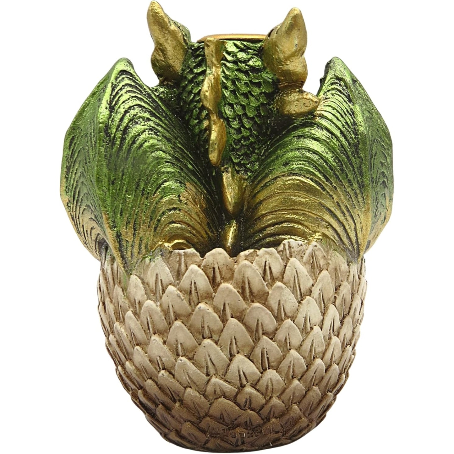 Green Baby Dragon Hatching From Egg Backflow Incense Burner 4.3 inch
