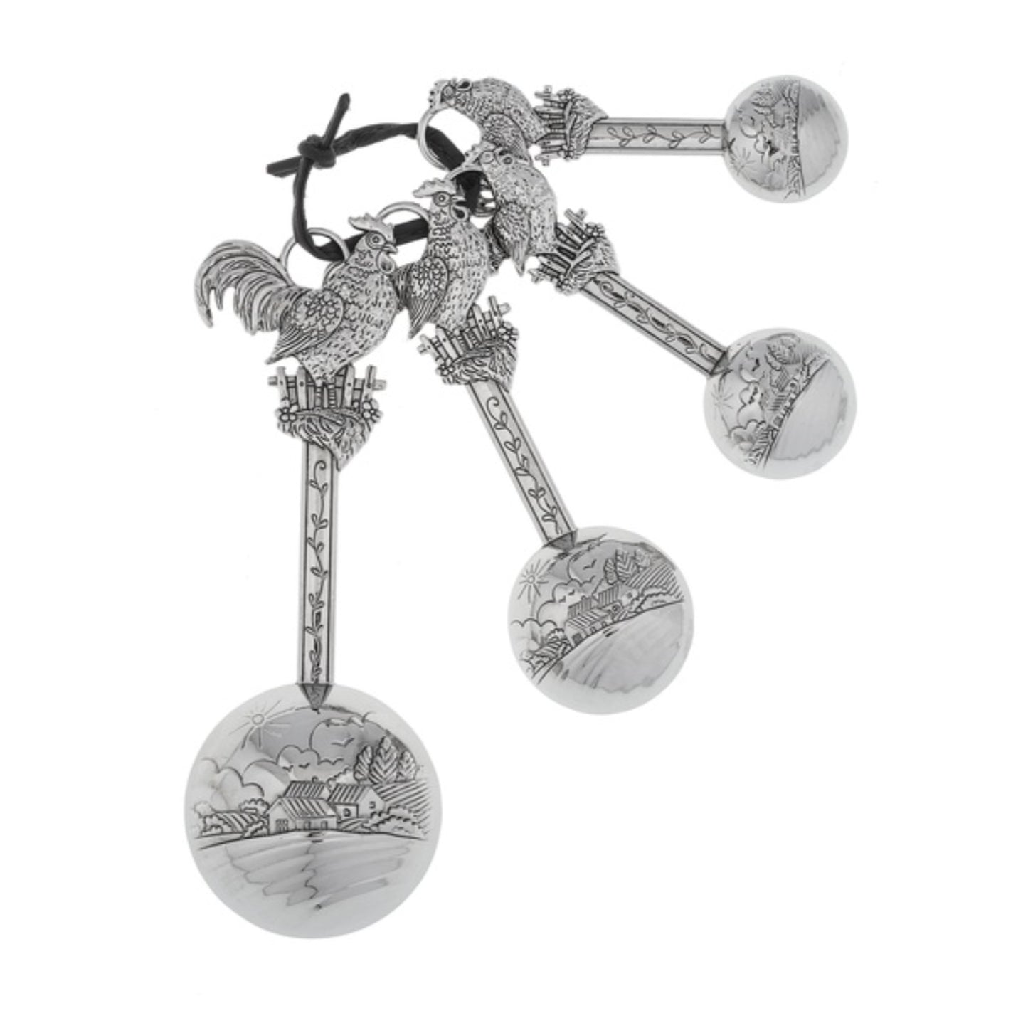 Rooster Zinc Metal Measuring Spoons 4 Piece Set