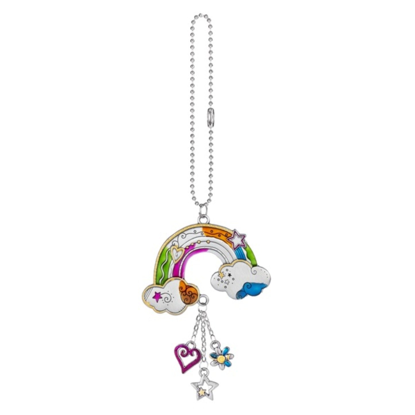 Rainbow with Heart Star and Flower Color Car Charm 7.5 inch