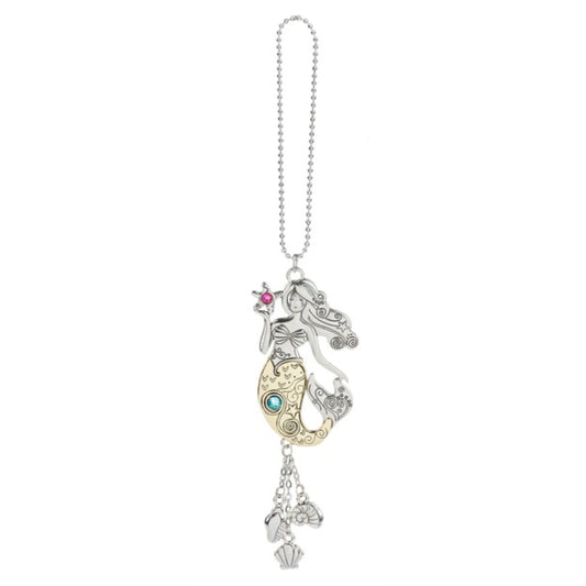 Ganz Silver and Gold Mermaid Car Charm with Silver Hanging Chain