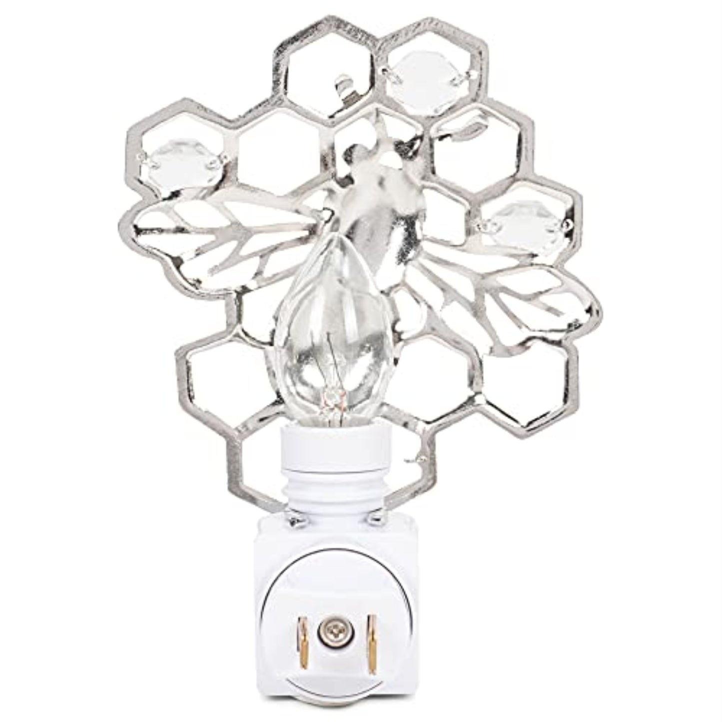 Ganz Black and Yellow Bee with Crystals and Honeycomb Zinc Plug In Night Light 3.75 inch
