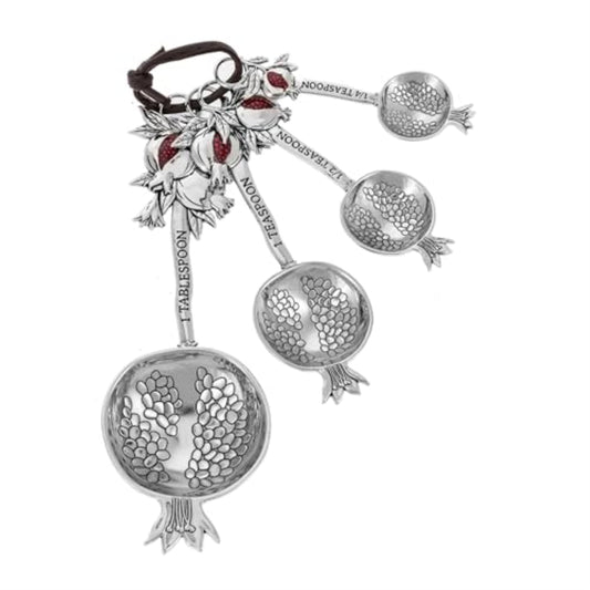 Ganz Pomegranate Blessings Zinc Metal Food Grade Measuring Spoons Decorative Kitchen Baking Cooking Tools 5.25 Inches