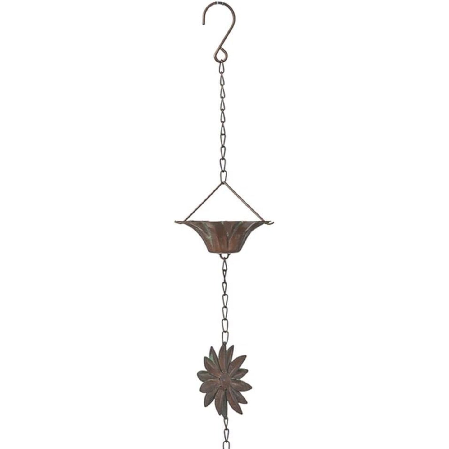 Ganz Gold Patina Flower Outdoor Garden Metal Rain Chain 72 inch