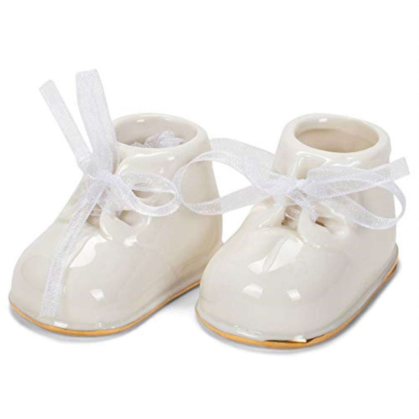 White Baby Booties Porcelain Christmas Tree Ornament 2 Piece Set