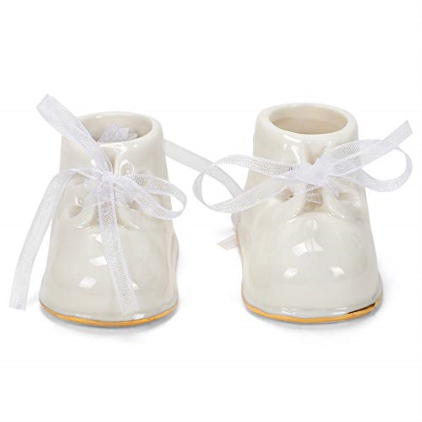 White Baby Booties Porcelain Christmas Tree Ornament 2 Piece Set