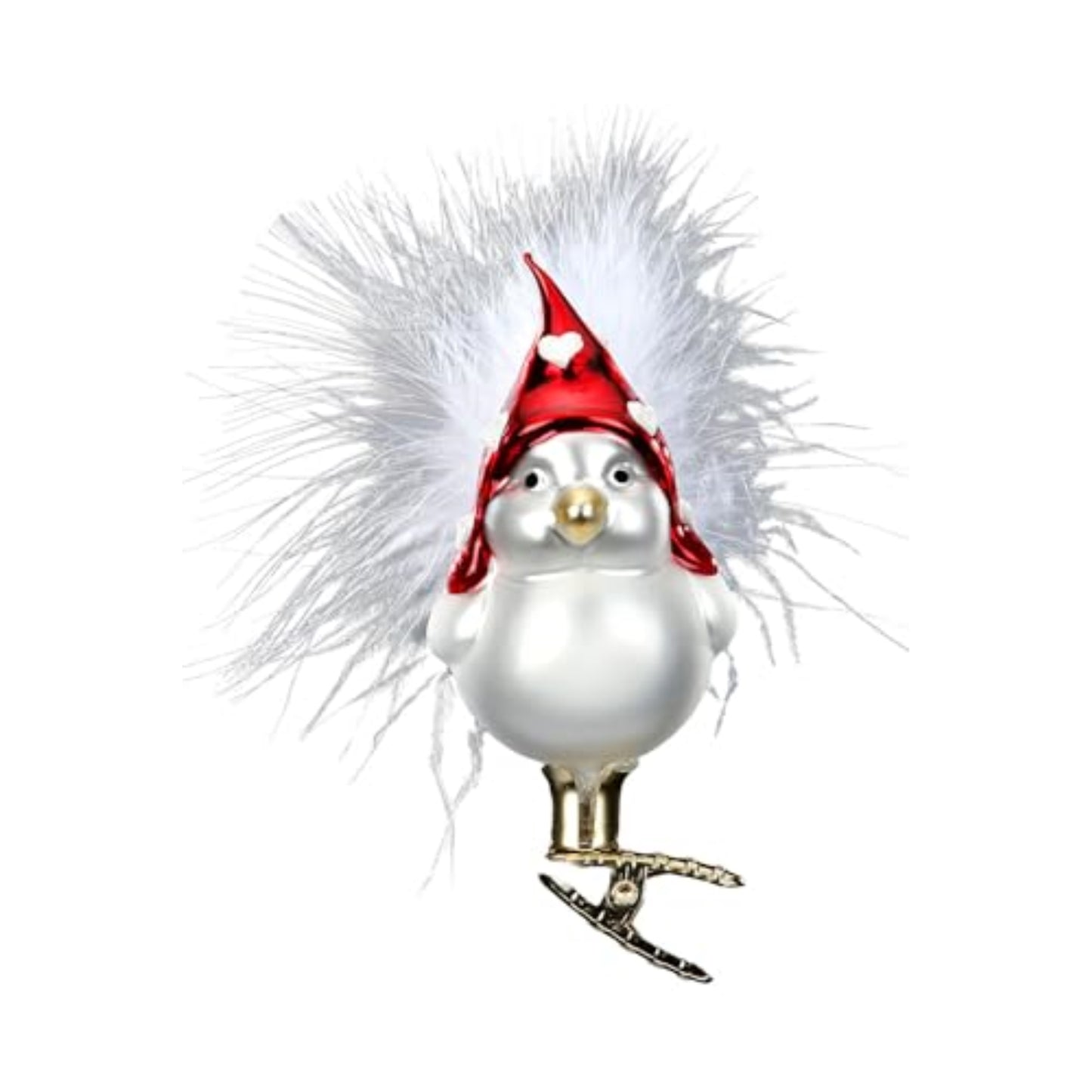 Inge Glas Lovely Feathers Clip on Bird German Glass Christmas Ornament FREE BOX