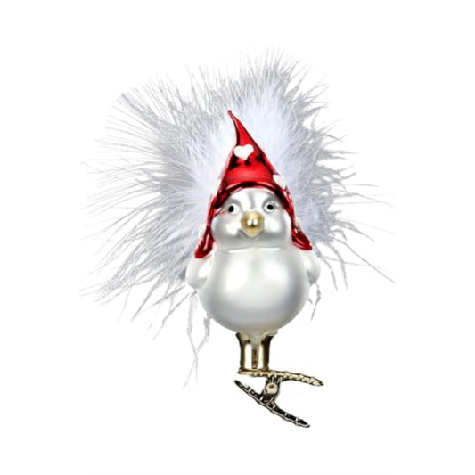 Inge Glas Lovely Feathers Clip on Bird German Glass Christmas Ornament FREE BOX