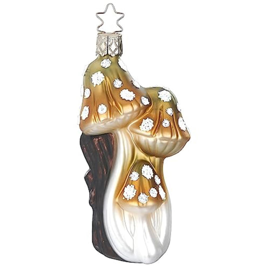 Inge Glas Mushroom Verdigris German Glass Christmas Tree Ornament FREE BOX