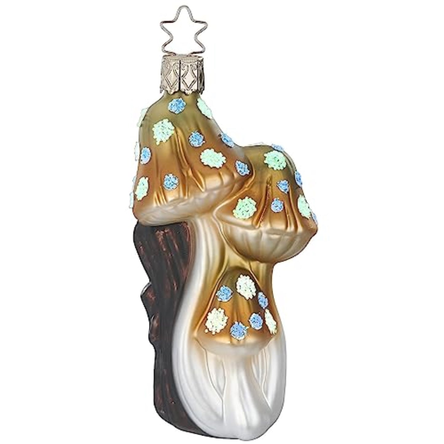 Inge Glas Mushroom Verdigris German Glass Christmas Tree Ornament FREE BOX