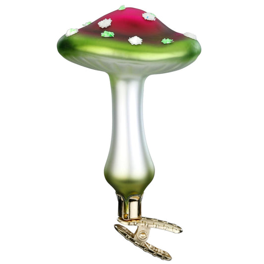 Inge-Glas Clip-on Crystal Spore Mushroom 10050S024 German Glass Christmas Ornament