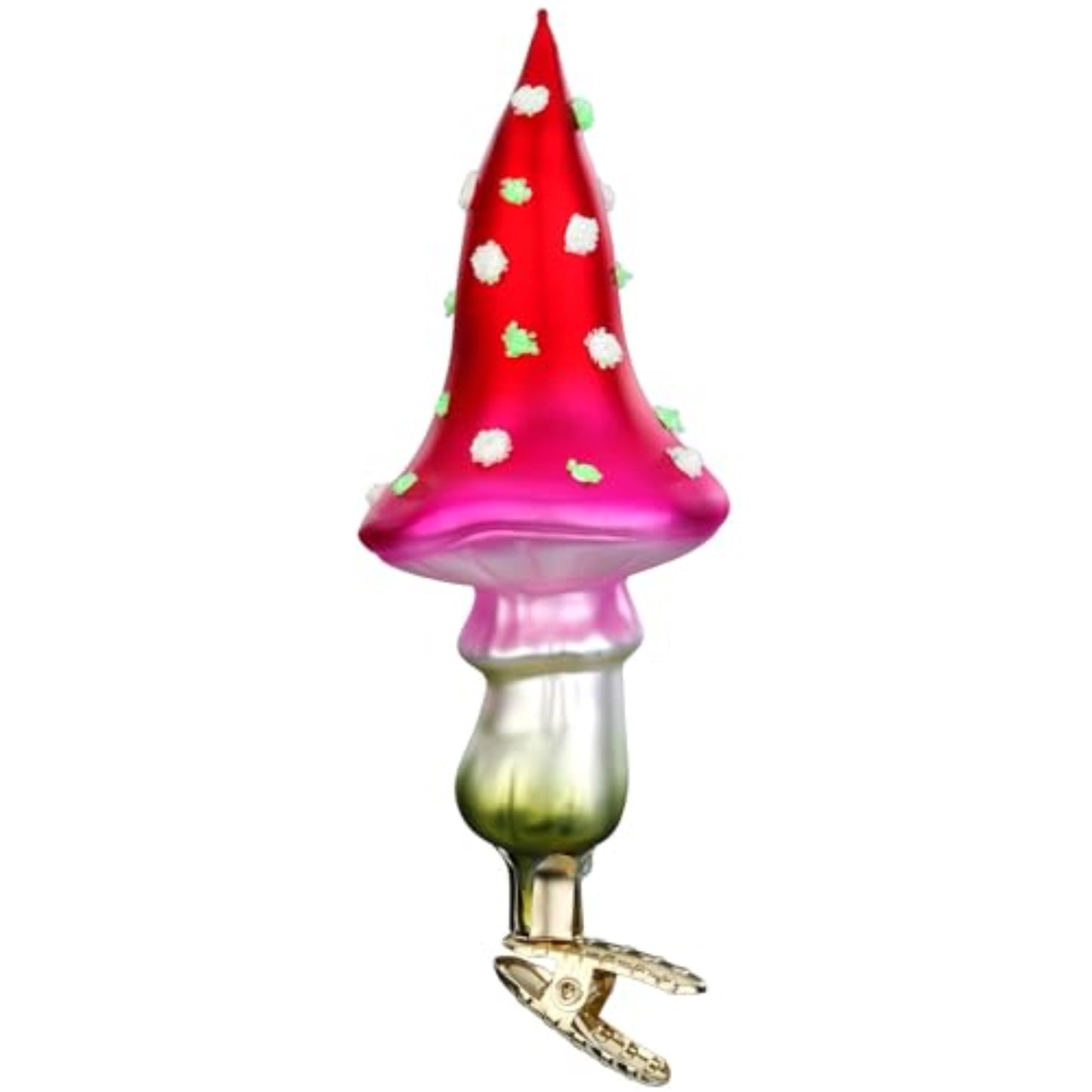 Inge Glas Clip-on Glowing Color Fungus Mushroom German Glass Christmas Ornament FREE BOX